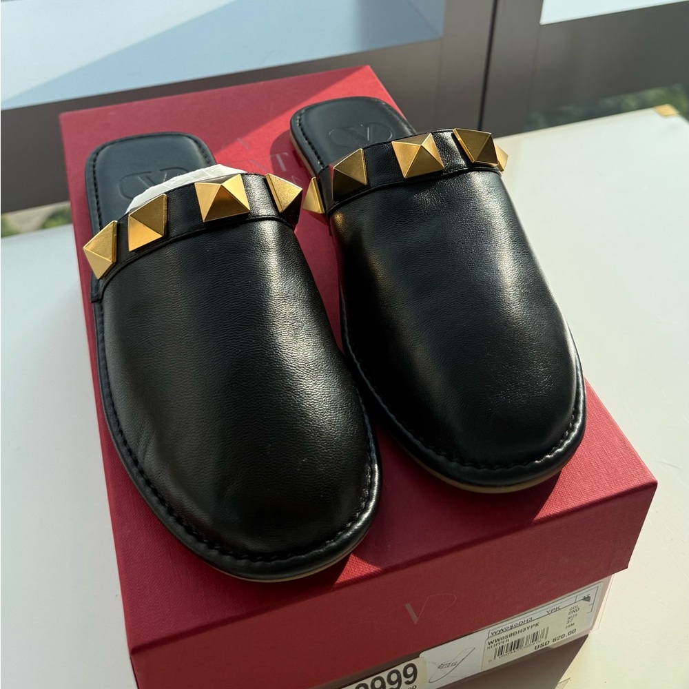 Valentino Rock Stud Slide Mules